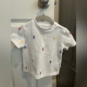 NWT! Ralph Lauren White Multi-Color Pony Embroidered T shirt. 12 months